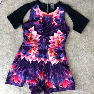 LF floral romper with unique sleeve details